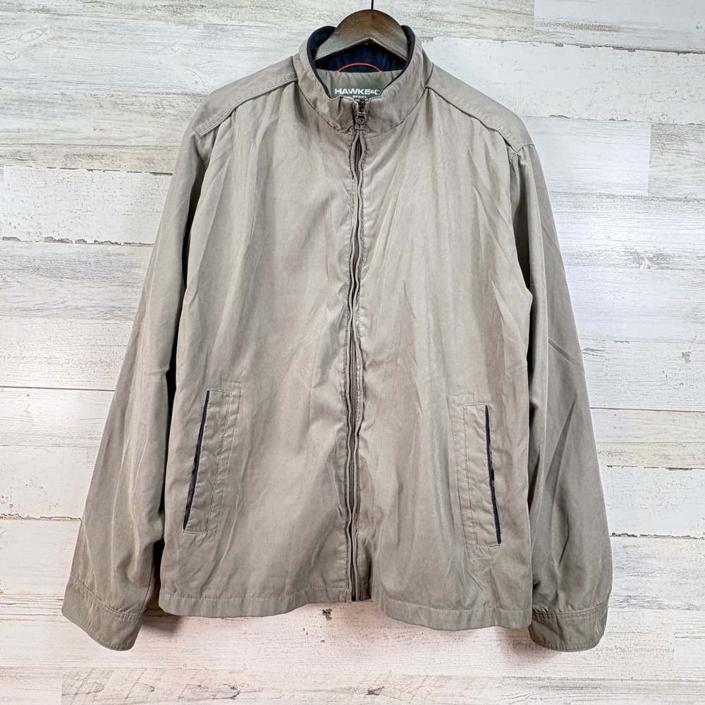 Hawke & Co Sport Mens XL Khaki Performance Windbreaker Jacket Full Zip‎ Golf